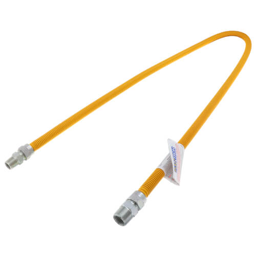 Main product image of 1/2" ID (5/8" OD) Yellow Coated Stainless Steel Gas Connector w/ 3/4" x 1/2" MIP Fittings (72" Length)