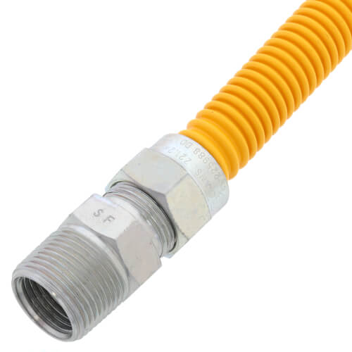 Main product image of 1/2" ID (5/8" OD) Yellow Coated Stainless Steel Gas Connector w/ 3/4" MIP Fittings (72" Length)