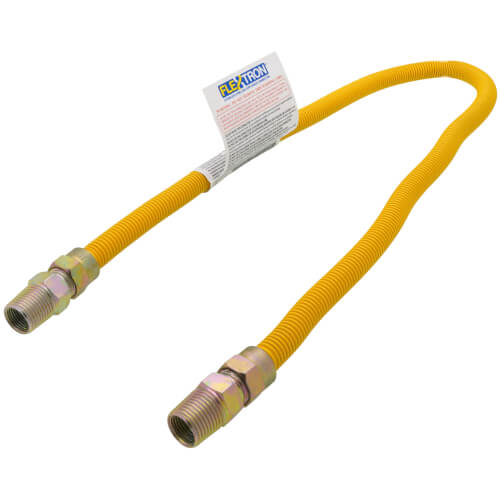 Main product image of 3/8" ID (1/2" OD) Yellow Coated Stainless Steel Gas Connector w/ 1/2" MIP Fittings (36" Length)