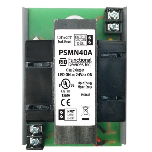 Main product image of 40 VA Power Supply, 120 Vac to 24 Vac, 2-3/4" Track Mount