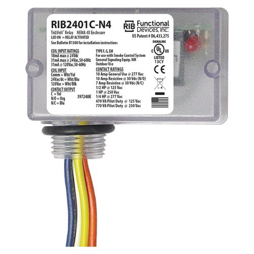 Main product image of Enclosed TriVolt Relay, 10A SPDT w/ 24 Vac/DC or 120 Vac Coil, NEMA 4 Housing
