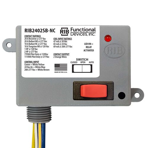 Main product image of Enclosed Power Relay 20A SPST-N/C + Override w/ 24 Vac/DC/208-277 Vac Coil, NEMA 1 Housing