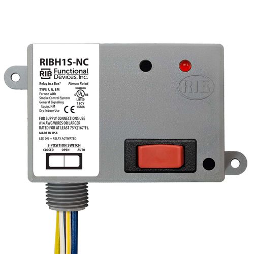 Main product image of Enclosed Pilot Relay, 10A SPST-N/C + Override w/ 10-30 Vac/DC/208-277 Vac Coil, NEMA 1 Housing