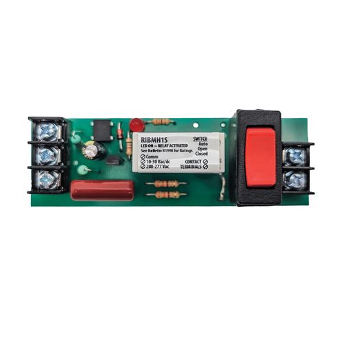 Main product image of Pilot Panel Relay, 15A SPST-N/O + Override w/ 10-30 Vac/DC/208-277 Vac Coil, 4" Track Mount
