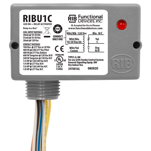 Main product image of Enclosed Pilot Relay, 10 Amp, SPDT w/ 10-30 Vac/DC/120 Vac Coil (Pack of 25)