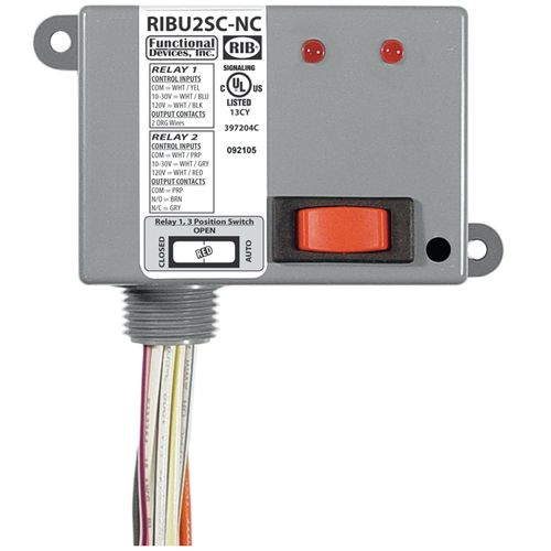 Main product image of Enclosed Pilot Relays, 10A SPST-N/C + Override + 1 SPDT, 10-30 Vac/dc/120 Vac Coil, NEMA 1 Housing