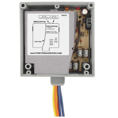 Main product image of Current Switch & Relay Combination, 20A 3PST-N/C, 24Vac/dc Coil, Internal Fixed, 0.5-20A, NEMA 1 Housing