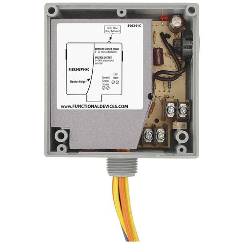 Main product image of Transducer & Relay Combination, 20A 3PST-N/C, 24 Vac/dc Coil, Analog, 0-20A, 0-10 Vdc Output, NEMA 1 Housing