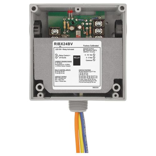 Main product image of Transducer & Relay Combination, 20A SPDT, 24 Vac/dc Coil, Analog, 0-20A, 0-5 Vdc/0-10 Vdc Output, NEMA 1 Housing