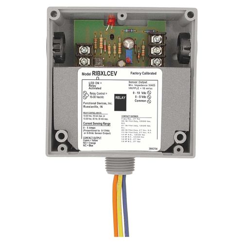 Main product image of Transducer & Relay Combination, 5A SPDT, 10-30 Vac/dc Coil, Analog, 0-5A, 0-5 Vdc/0-10 Vdc Output, NEMA 1 Housing