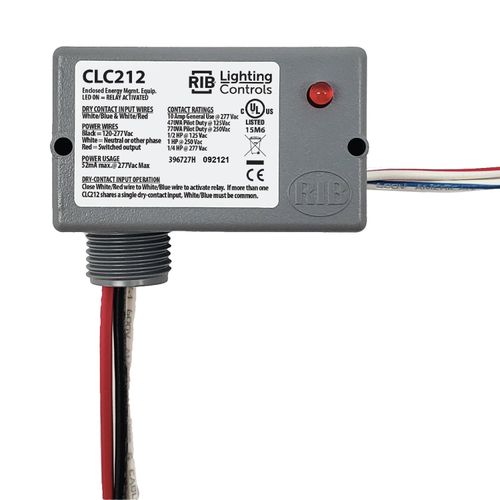 Main product image of Closet Light Controller Relay, 10 Amp, SPST-N/O, 120-277VAC, Isolated Class 2 Dry Contact Input, NEMA 1 Housing