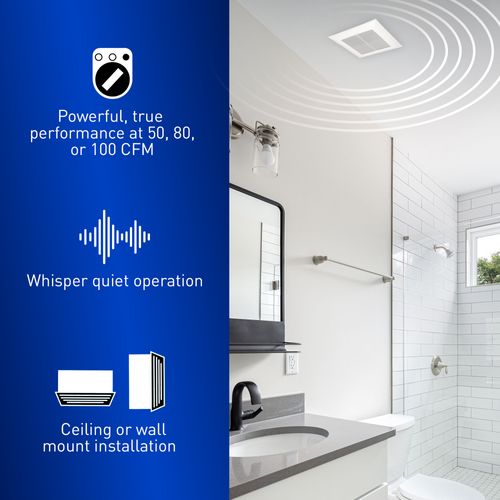 Main product image of Panasonic WhisperValue Ceiling/Wall Mount Bathroom Exhaust Fan, 50-80-100 CFM, FV-0510VS1