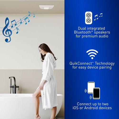 Main product image of WhisperFit DC Ventilation Fan with Dual Bluetooth Speakers, 50/80/110 CFM, Ultra-Quiet, FV-0511VFBL1