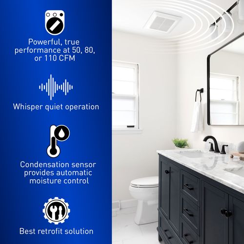 Main product image of Panasonic WhisperFit Ceiling Mount Bathroom Exhaust Fan with Humidity Sensor, 50-80-110 CFM, FV-0511VFC1