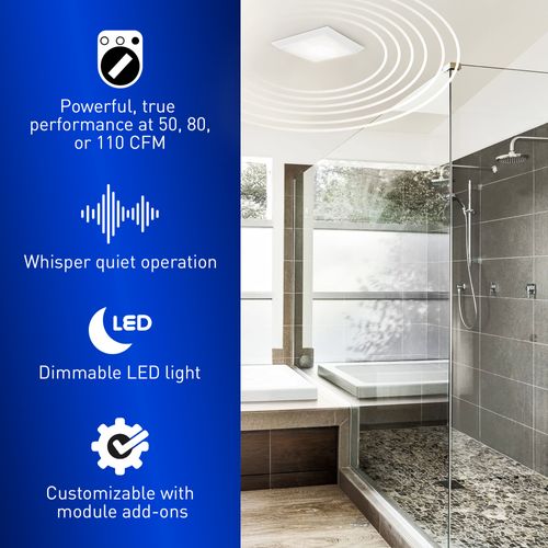 Main product image of Panasonic WhisperGreen Select Ceiling Mount Exhaust Fan with LED Light, Customizable, 50-80-110 CFM, FV-0511VKL3