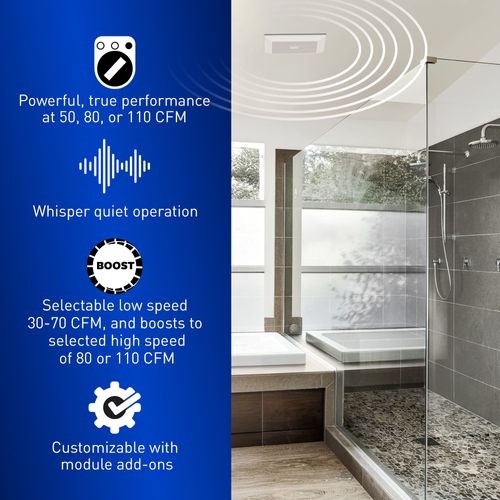 Main product image of Panasonic WhisperGreen Select Dual Speed Ceiling Mount Exhaust Fan, Customizable, 30 to 110 CFM, FV-0511VKS3