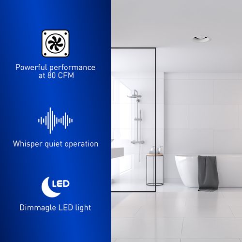 Main product image of Panasonic WhisperRecessed Ceiling Mount Bathroom Exhaust Fan with Dimmable LED Light, 80 CFM, FV-08VRE2