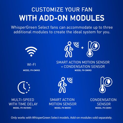 Main product image of Panasonic WhisperGreen Select Ceiling Mount Exhaust Fan with LED Light, Customizable, 110-130-150 CFM, FV-1115VKL3