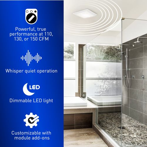 Main product image of Panasonic WhisperGreen Select Ceiling Mount Exhaust Fan with LED Light, Customizable, 110-130-150 CFM, FV-1115VKL3
