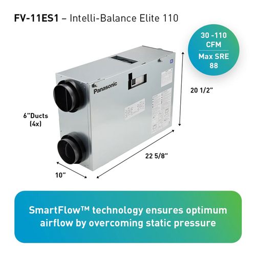 Main product image of Intelli-Balance 140 Elite Energy Recovery Ventilator (ERV), 30-140 CFM, Standard Plug-In, Temperate Climate, FV-14ES1