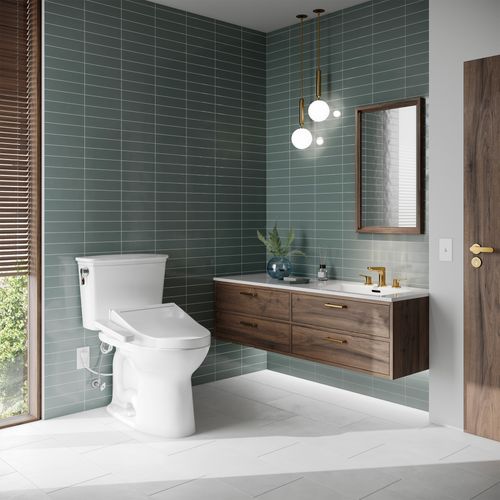 Main product image of MW7863074CEG#01 Drake Transitional Washlet + 2-Piece Elongated 1.28 GPF Tornado Flush Toilet w/ C2 Bidet Seat (Cotton White)