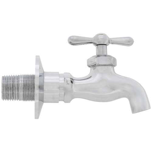 Main product image of 1/2" Male Inlet Hose Bibb, Chrome Plated Brass w/ Plain End Adj. Flange (Lead Free)