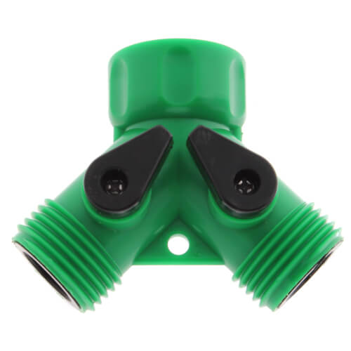 G20051 Jones Stephens G20051 Dual Shut Off Garden Hose Wye (Green ABS)