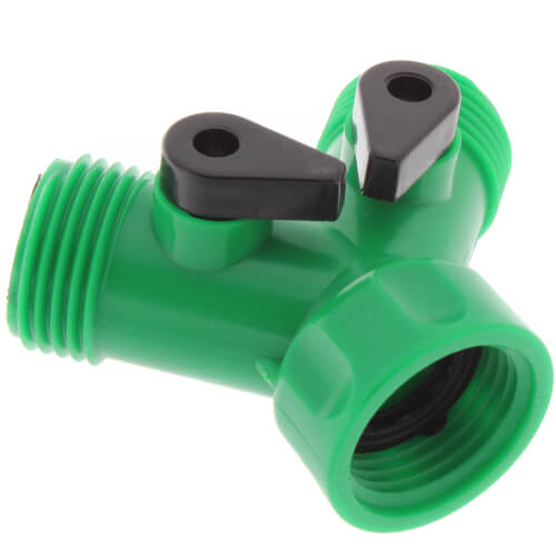 G20051 Jones Stephens G20051 Dual Shut Off Garden Hose Wye (Green ABS)