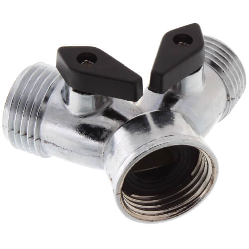 Main product image of Chrome Plated Die Cast Garden Hose Wye w/ Shut Off