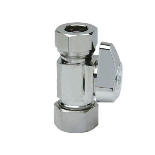 Main product image of 1/2" Nom Comp (5/8" OD) x 7/16" & 1/2" OD Slip-Joint 1/4 Turn Straight Stop (Chrome Plated)