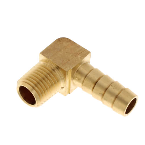 3/8" Hose Barb x 1/4" Male Pipe 90° Brass Elbow