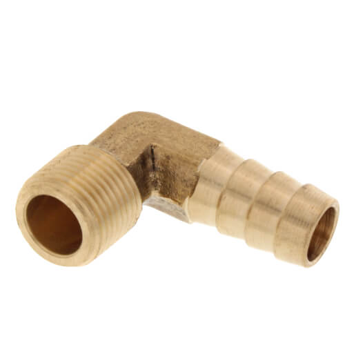 Main product image of 1/2" Hose Barb x 3/8" Male Pipe 90° Brass Elbow
