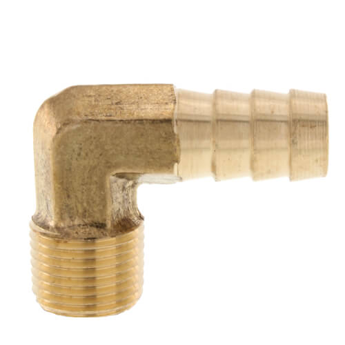 Main product image of 1/2" Hose Barb x 3/8" Male Pipe 90° Brass Elbow