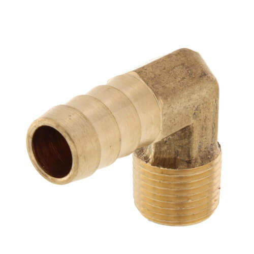 Main product image of 1/2" Hose Barb x 3/8" Male Pipe 90° Brass Elbow