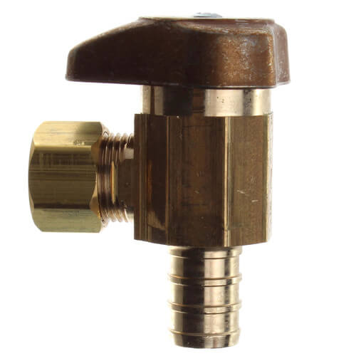 Main product image of 1/2" PEX Crimp x 3/8" OD Comp 1/4 Turn Supply Angle Stop (Rough Brass)