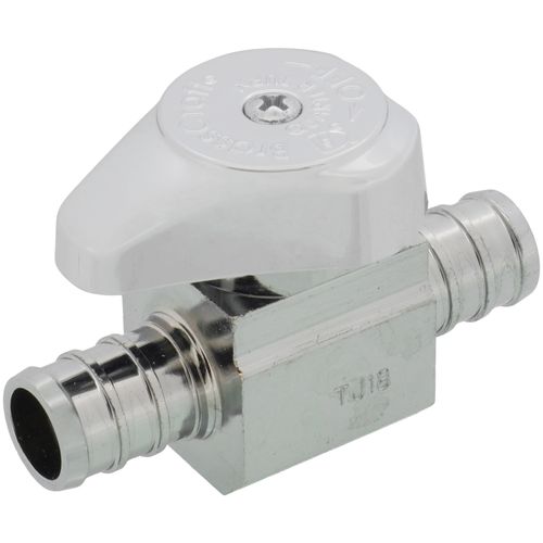 Main product image of 1/2" PEX Crimp x 1/2" PEX Crimp 1/4 Turn Supply Straight Stop (Chrome Plated)