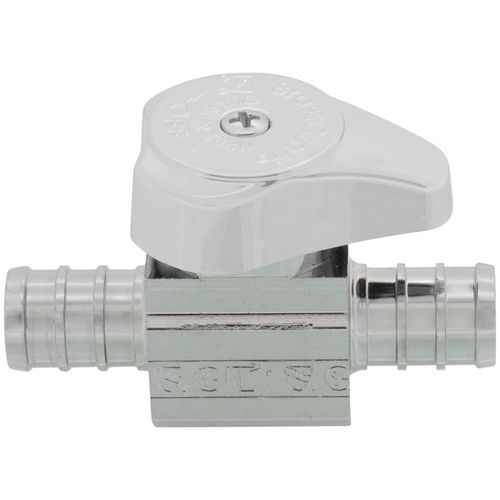 Main product image of 1/2" PEX Crimp x 1/2" PEX Crimp 1/4 Turn Supply Straight Stop (Chrome Plated)