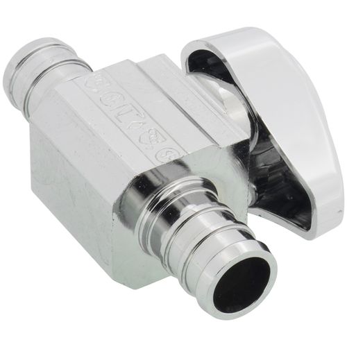 Main product image of 1/2" PEX Crimp x 1/2" PEX Crimp 1/4 Turn Supply Straight Stop (Chrome Plated)
