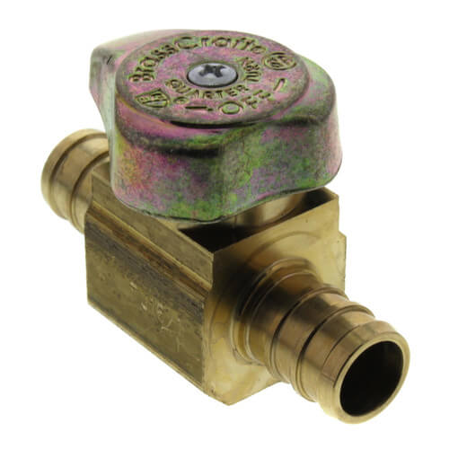 Main product image of 1/2" PEX Crimp x 1/2" PEX Crimp 1/4 Turn Supply Straight Stop (Rough Brass)