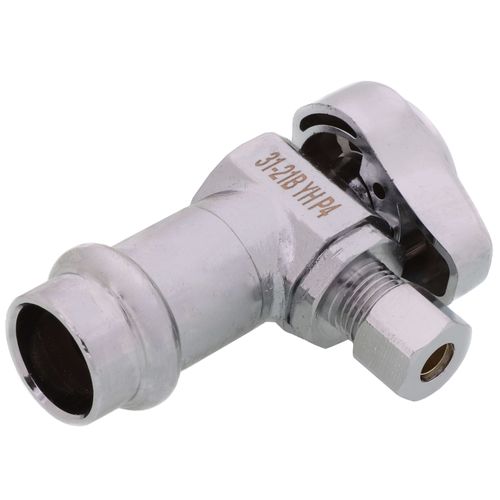 Main product image of 1/2" Nominal Press x 1/4" OD Compression, 1/4 Turn Angle Stop Valve (Chrome)