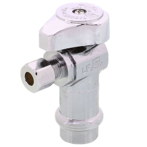 Main product image of 1/2" Nominal Press x 1/4" OD Compression, 1/4 Turn Angle Stop Valve (Chrome)