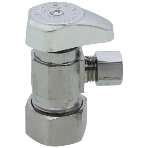 Main product image of 1/2" Nom Comp (5/8" OD) x 1/4" OD Comp 1/4 Turn Angle Stop (Chrome Plated)