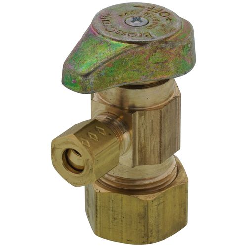 Main product image of 1/2" Nom Comp (5/8" OD) x 1/4" OD Comp 1/4 Turn Angle Stop (Rough Brass)
