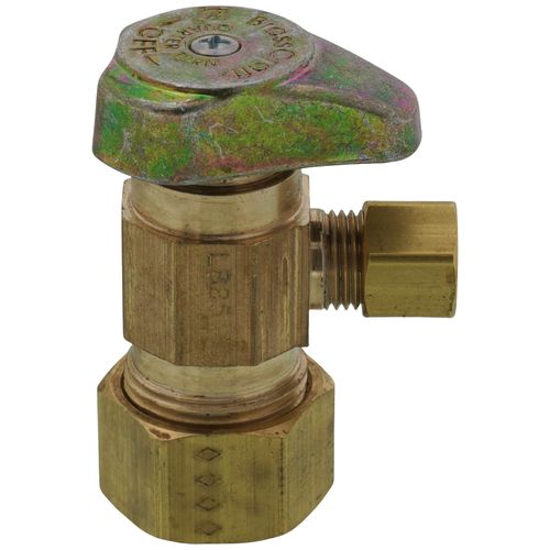 Main product image of 1/2" Nom Comp (5/8" OD) x 1/4" OD Comp 1/4 Turn Angle Stop (Rough Brass)