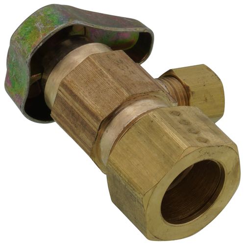 Main product image of 1/2" Nom Comp (5/8" OD) x 1/4" OD Comp 1/4 Turn Angle Stop (Rough Brass)