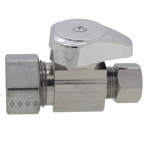 Main product image of 1/2" Nom Comp (5/8" OD) x 3/8" OD Comp. Straight Stop, 1/4 Turn, Lead Free (Chrome)
