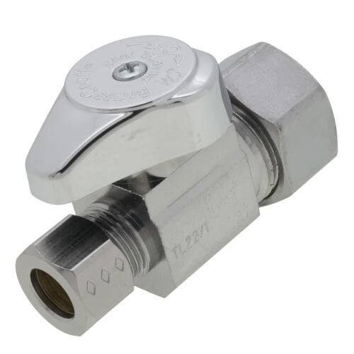 Main product image of 1/2" Nom Comp (5/8" OD) x 3/8" OD Comp. Straight Stop, 1/4 Turn, Lead Free (Chrome)