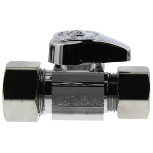 Main product image of 1/2" Nom Comp (5/8" OD) x 1/2" OD Comp. Straight Stop, 1/4 Turn, Lead Free (Chrome)