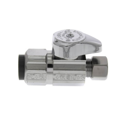 Main product image of 1/2" Nom Push Connect x 3/8" OD Comp. 1/4 Turn Straight Stop (Chrome Plated)
