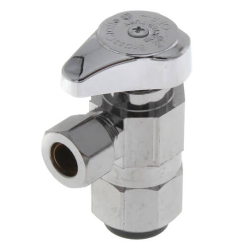Main product image of 1/2" Nom. PushConnect x 3/8" OD Compr. 1/4 Turn Push Connect Angle Stop, Lead Free (Chrome Plated)